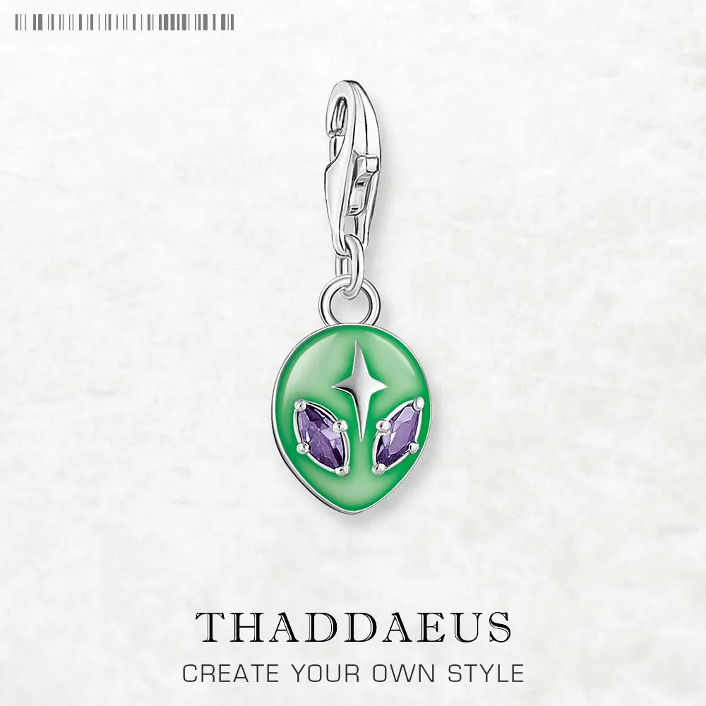 Alien Head Dangle Charm Pendant Europe Style Fine Jewelry Women Men Trendy Gift In 925 Sterling Silver Qme Lobster Clasp