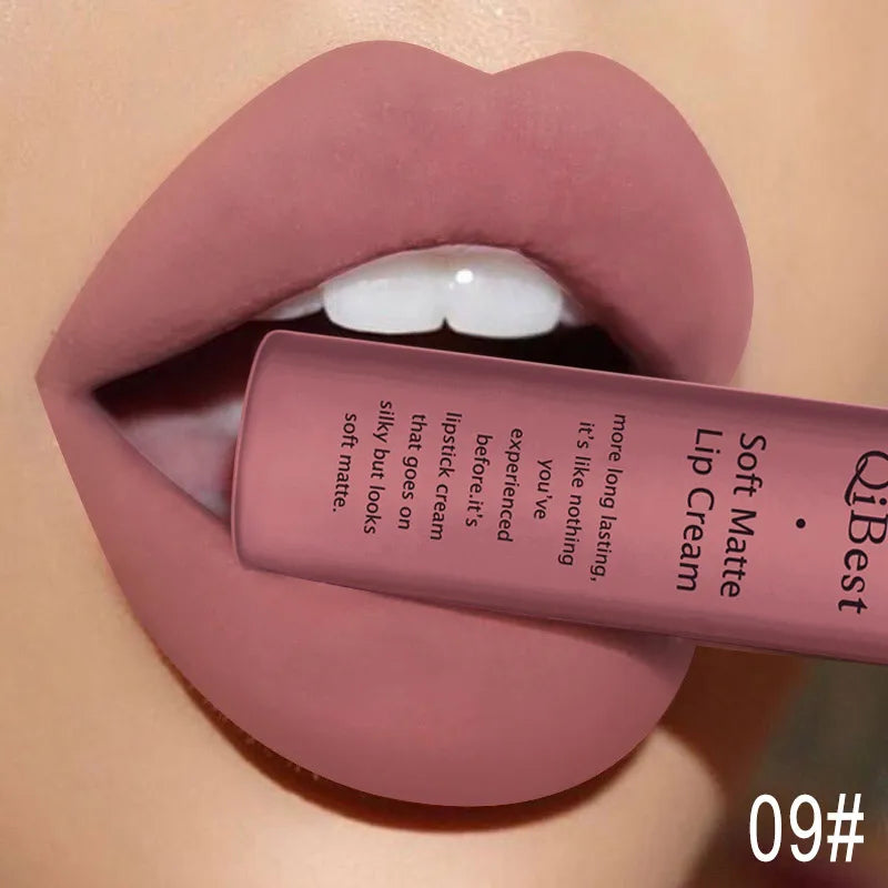 Hot Velvet Matte Nude Lip Gloss Sexy Long Lasting Non-stick Cup Nude Red Liquid Lipstick Waterproof Make-up for Women Cosmetic Qme 9