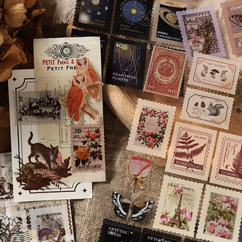 4 Design 20 Pcs/set Stickers Vintage Animal Plant Insect PET Transparent Decoration Sticker For Diary Scrap Book Stationery Qme