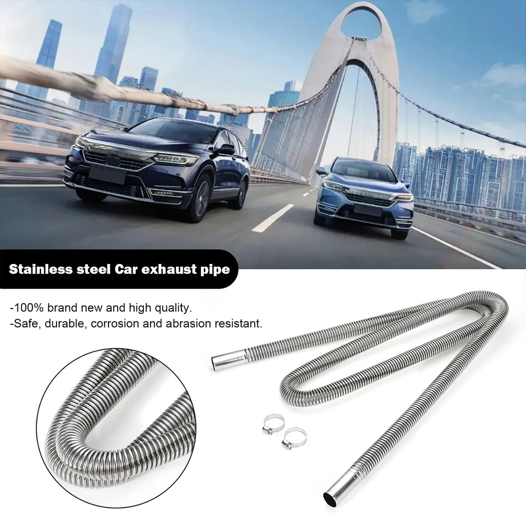 120cm Exhaust Hose with Two Clips Gas Vent Hose Air Diesel Heater Car Parking Exhaust Pipe for Power Generators Car Heating Qme