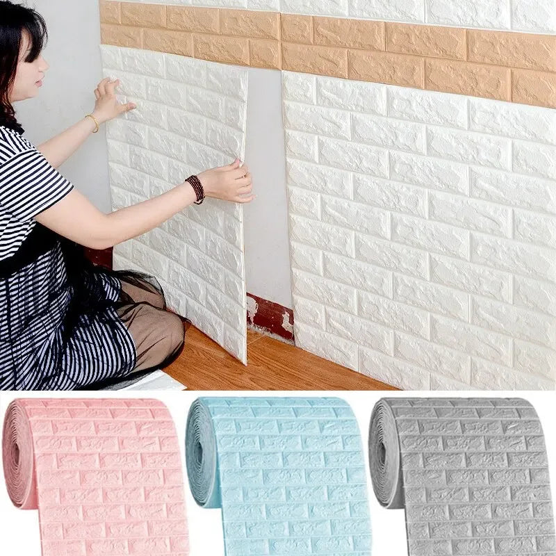 1-10pcs 77cm*70cm 3DWall Sticker Solid Color Faux Brick Bedroom Home Decor Waterproof Self Adhesive DIY Living Room Wallpaper Qme
