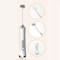 Electric Milk Frother Foamer + Egg Beater Wireless Type-C Charging 3 Speeds Mini Handheld Foam Maker Coffee Whisk Cooking Tools Qme white