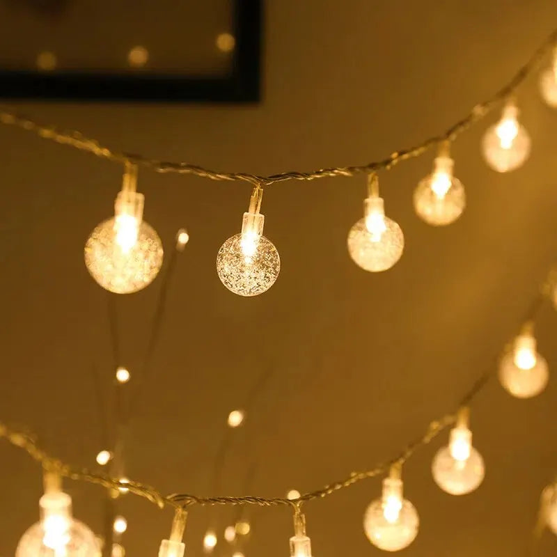 3M LED Light Crystal Ball Outdoor Garden Camping Light String 20 LED Lights Waterproof Garland Light Ramadan Decorations Qme