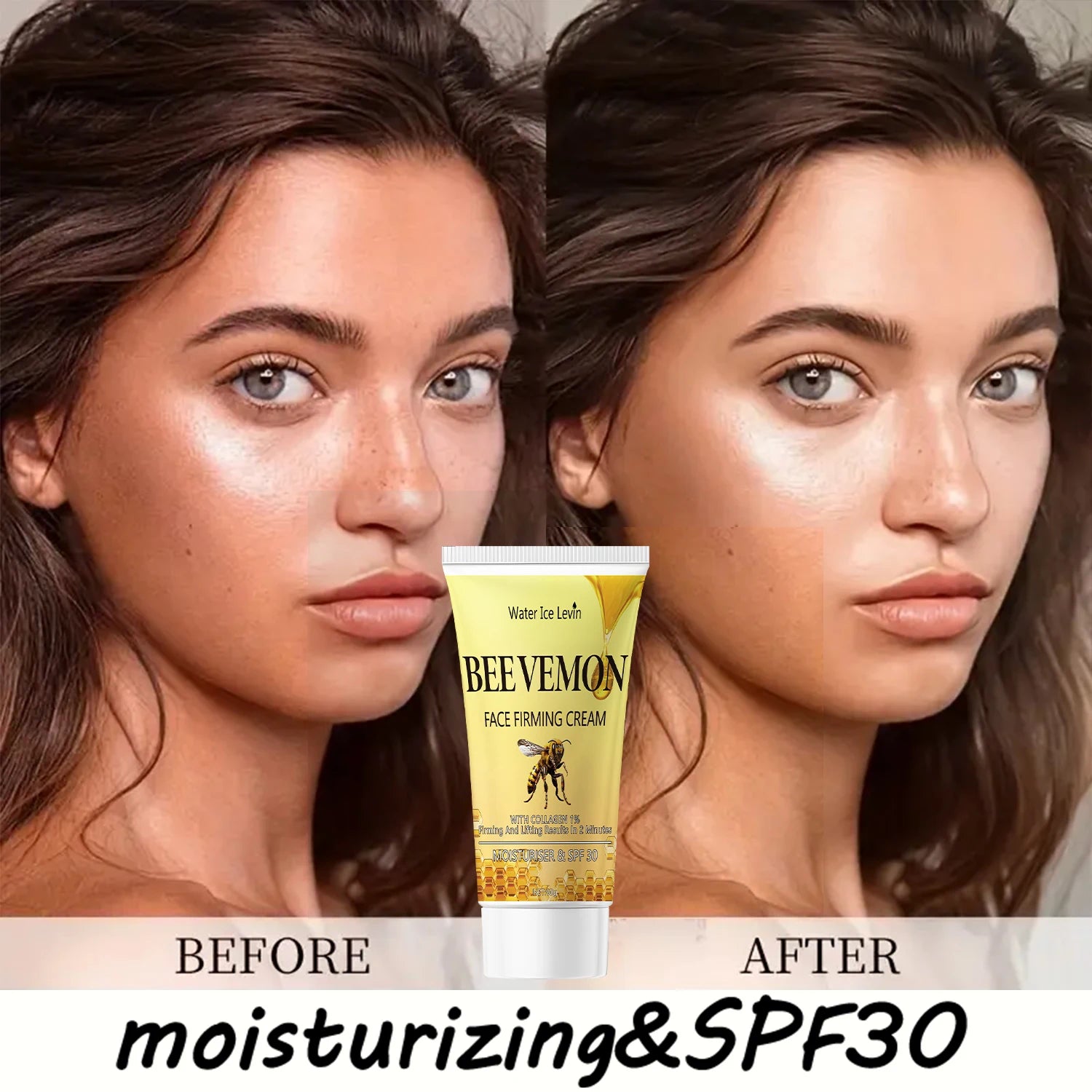 Bee Venom Face Firming Cream with 1% Collagen - Lifting & SPF 30 Moisturizer for Visible Results in 2 Minutes. Qme
