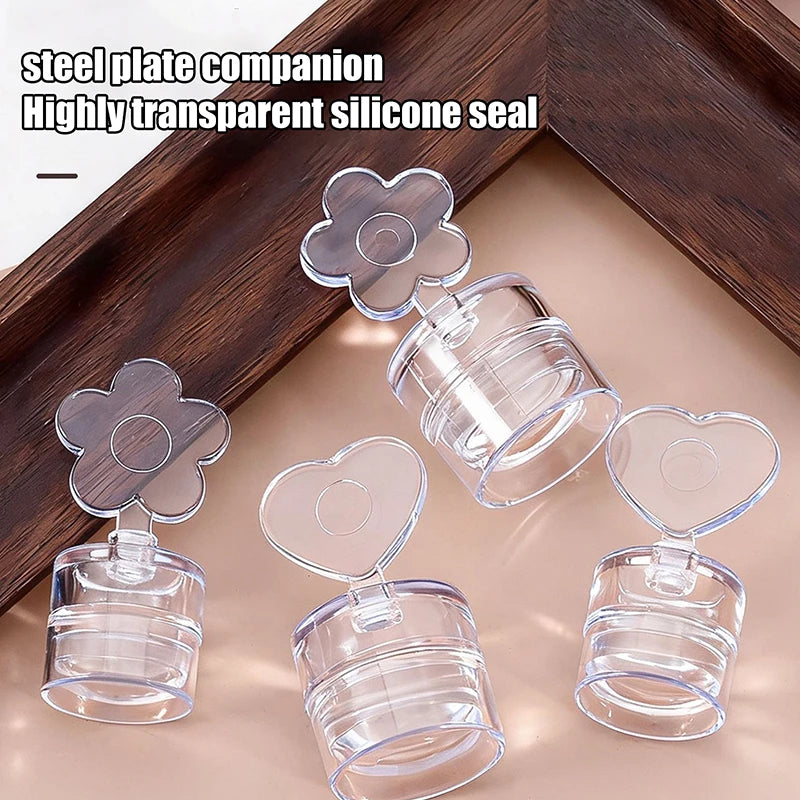 Transparent Nail Stamper Scraper Heart Flowers Shaped Jelly Silicone Qme
