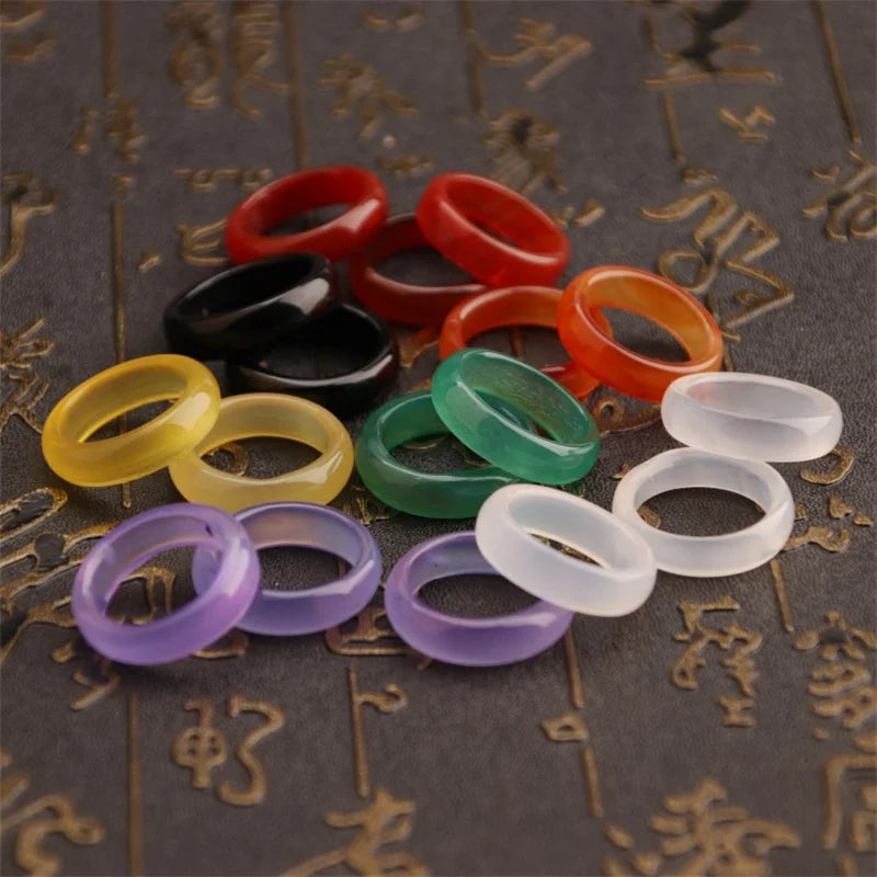 New Hot Fashion New Natural Stone Agate Rings Charms Multi-color Elegant Jewelry Party Gift for Women or Girlfriend High-Quality Qme