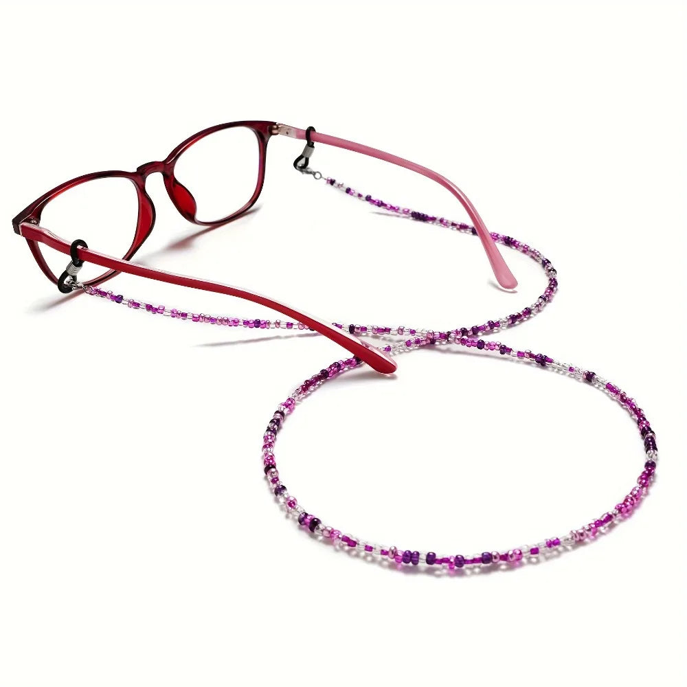 4pcs Beaded Glasses Rope Chain Hanging Neck Anti Drop Decoration Qme