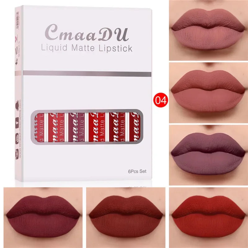 6 Colors Fashion Matte Lip Gloss Sets Natural Moisturize Waterproof