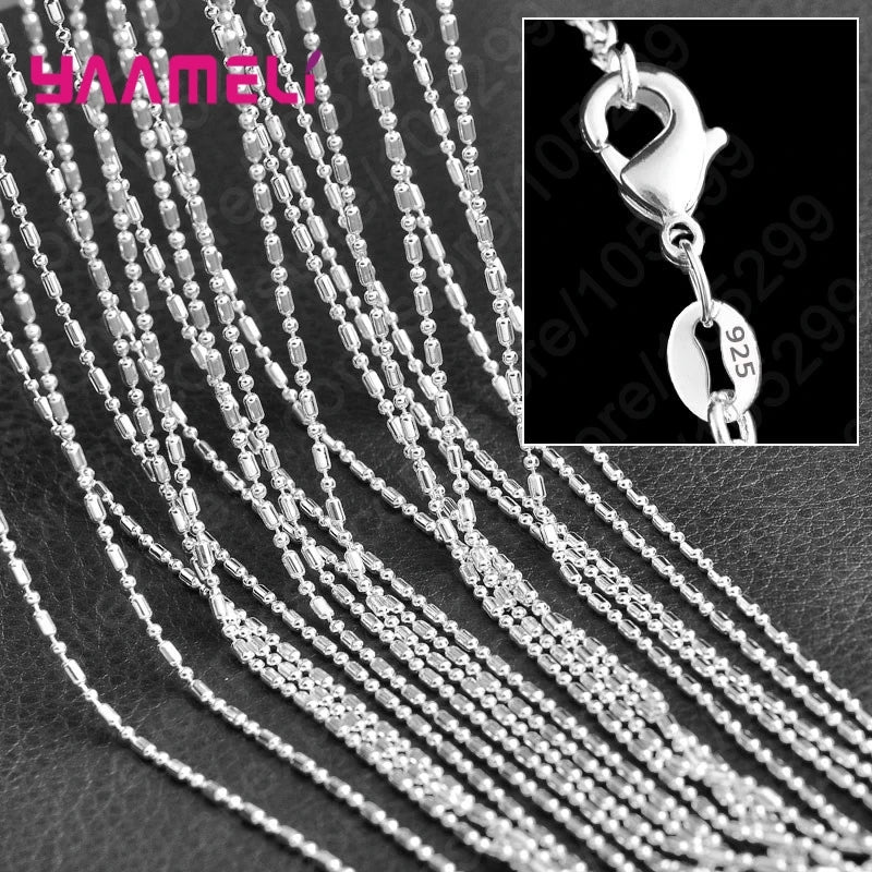 10PCS Wholesale Pure 925 Sterling Silver Color Charm Link Chain Necklace Jewelry with Strong Smooth Lobster Clasps 16-30 Inch Qme Model 4 22 Inch 55CM