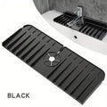 Silicone Faucet Mat Dish Soap Sponge Holder Sink Kitchen Countertop Drying Mat Bathroom Kitchen Sink Splash Guard Drain Pad Qme Black-1PCS