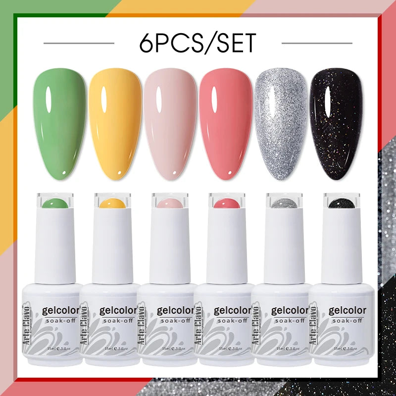 Arte Clavo Glitter Semi Permanent Nail Art LED UV Gel Polish Sparkly