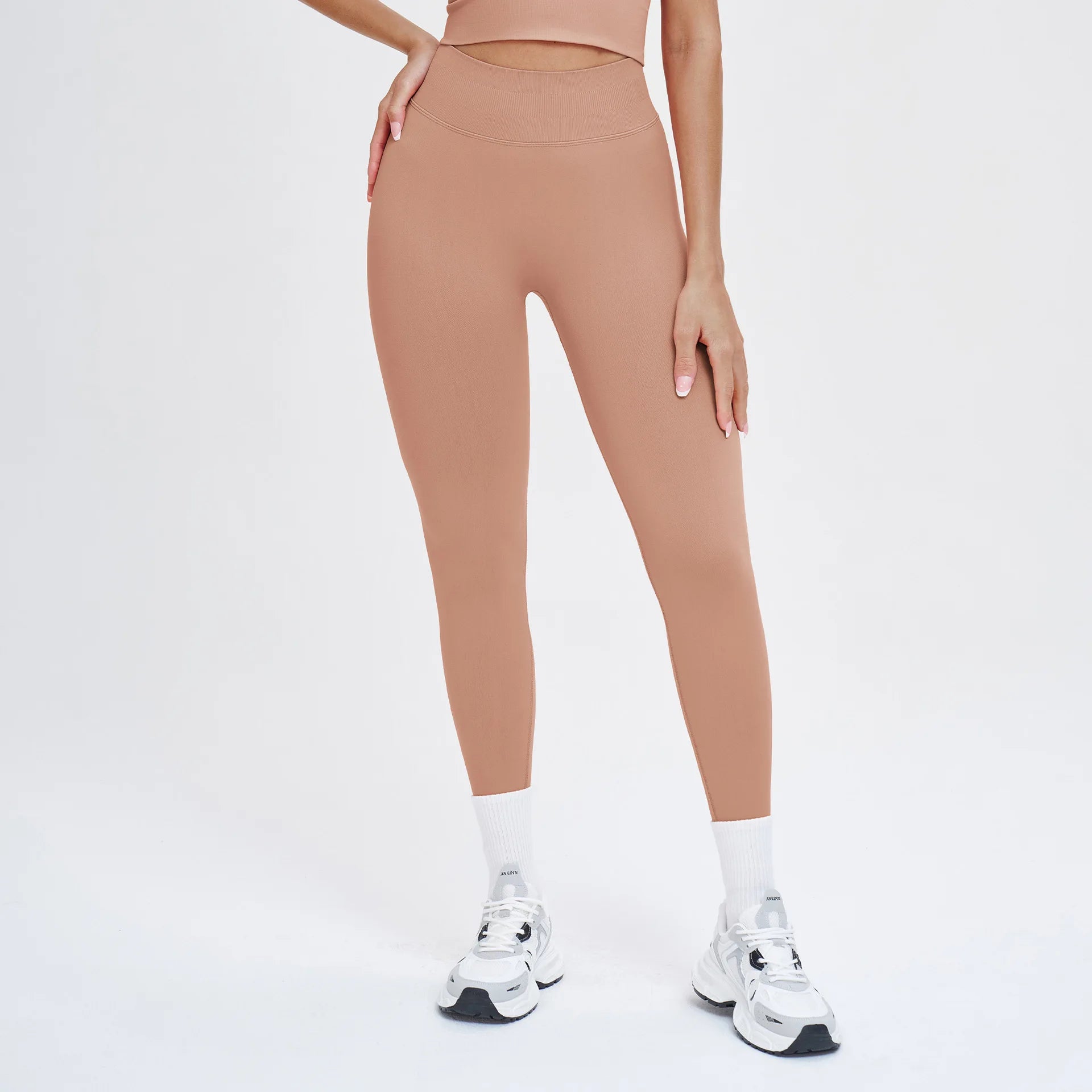 A Scrunch Butt Women Yoga Pants Seamless Sports Leggings High Waist Gym Fitness Tights Quick Drying Workout Pants Qme Retro powder M