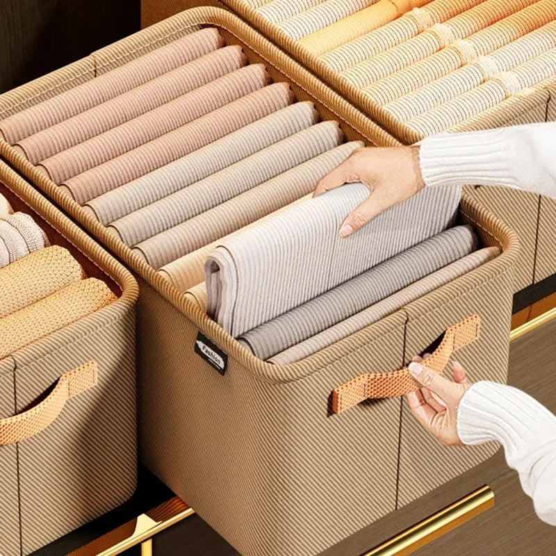 Home Use Drawer Style Wardrobe Long Rectangle Partitioned Ioan Storage Box Foldable Organizer Box For Clothes Pants Qme
