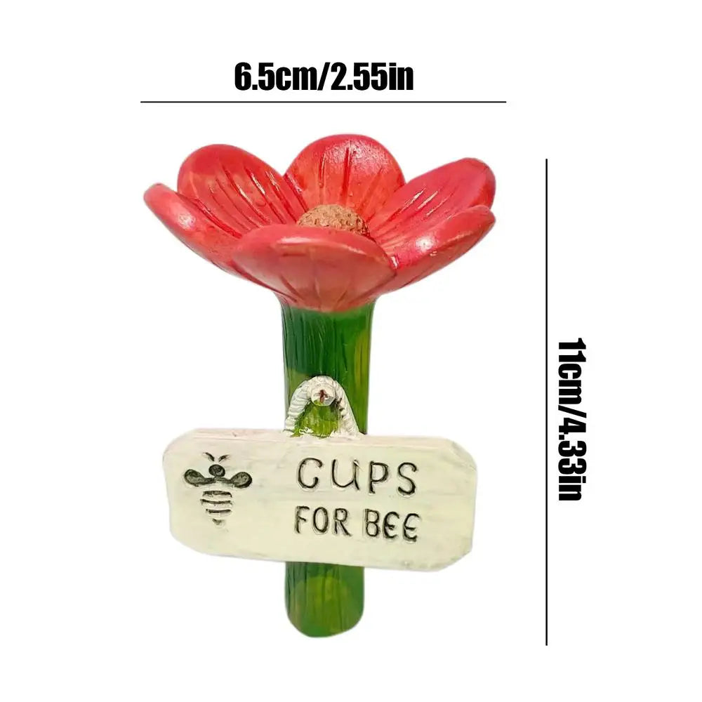 Bee Waterers Garden Flower Shaped Feeder Drinking Cups Colorful Qme Red