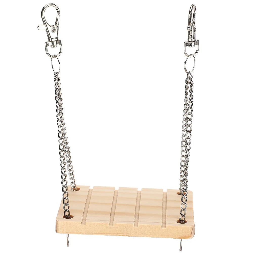 Wooden Hamster Swing Hammock Hanging Cage Toy Small Pet Exercise Bed for Hamster Gerbil Mouse Cage Accessories Chew Molar Toy Qme A