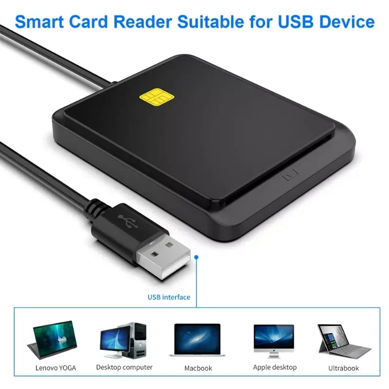 Portable USB 2.0 Smart Card Reader DNIE ATM CAC IC ID Bank Card SIM Card Cloner Connector Black White Color for Windows Linux Qme