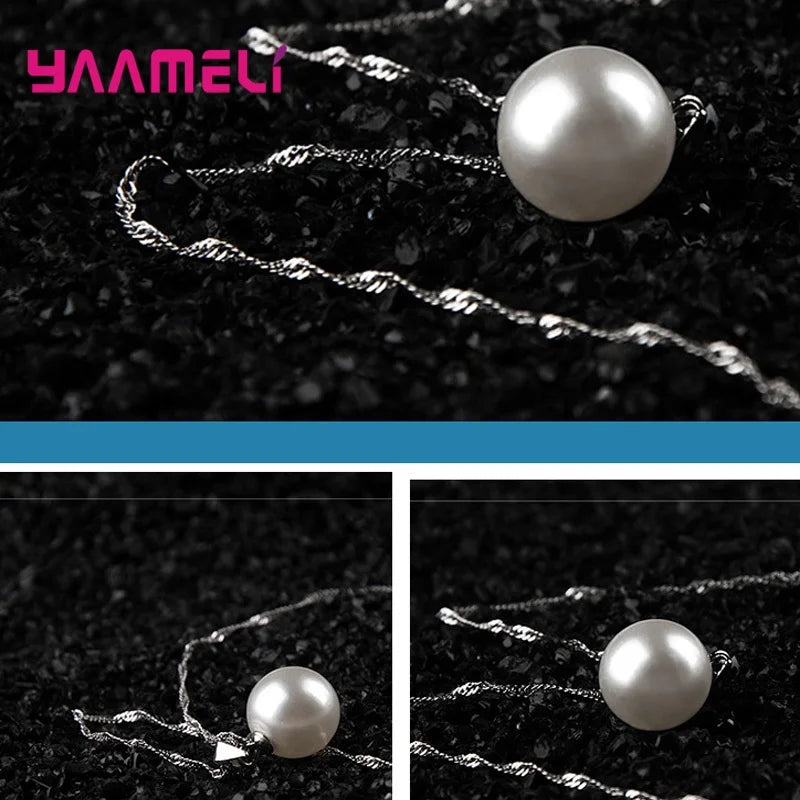 Fashion 925 Sterling Silver Color Jewelry Set Freshwater Pearl Necklaces Earrings For Women Girls Super Nice Anniversary Gift Qme