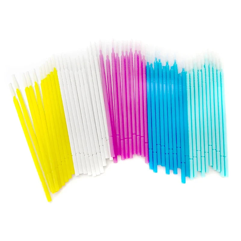 100pcs/Pack Bendable Micro Brushes Disposable Microbrush Applicators Eyelash Extensions Eyelash Glue Cleaning Brush for Eyelash Qme