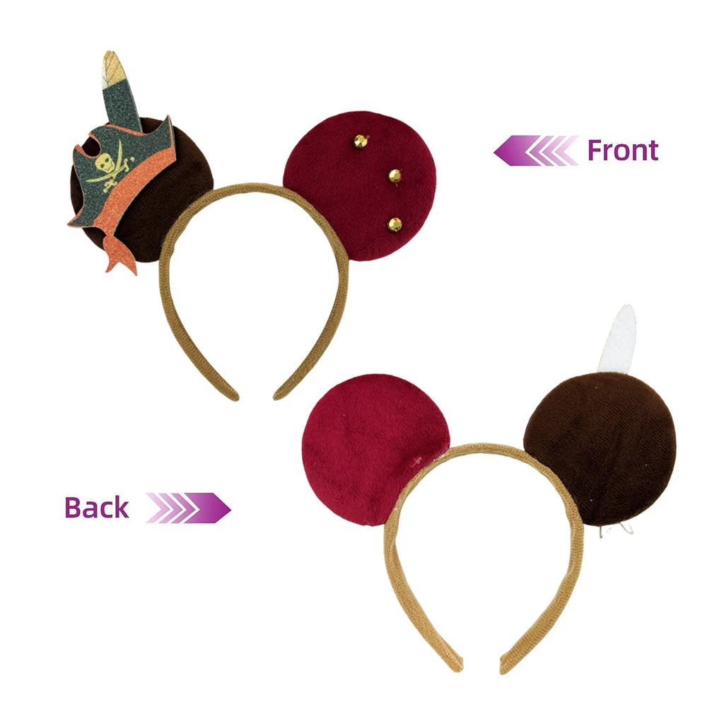 Skull Crossbones Pirate Mickey Mouse Ear Headband Women Adult Cosplay Halloween Hairband Festival Party Cosplay Hair Accessories Qme