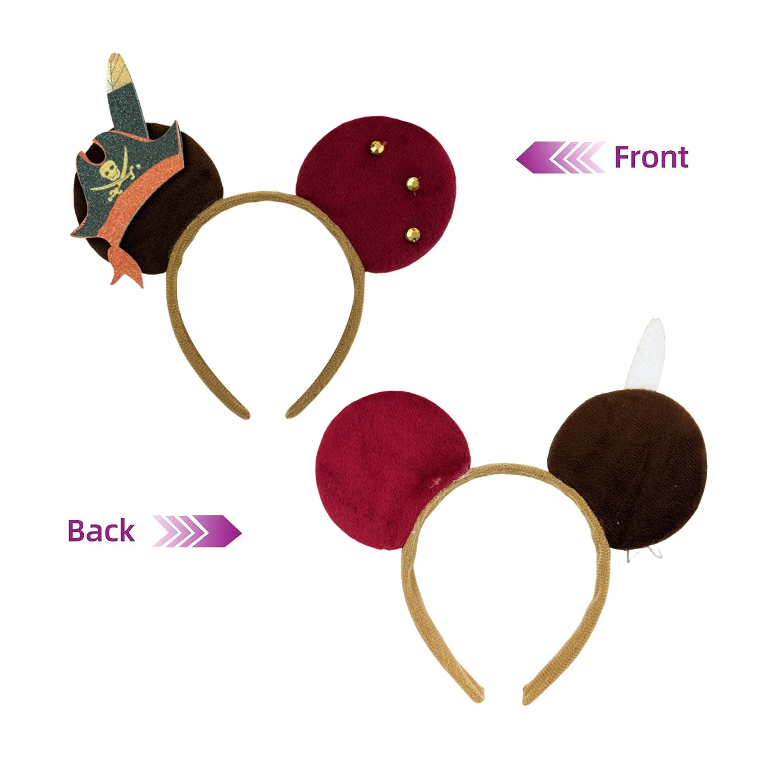 Skull Crossbones Pirate Mickey Mouse Ear Headband Women Adult Cosplay Halloween Hairband Festival Party Cosplay Hair Accessories Qme