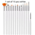 1set/15pcs color Nail Art Brush Set UV Gel Polish Pen Acrylic Nail Design Painting Tools for Nail Artistry Qme 15pcs white