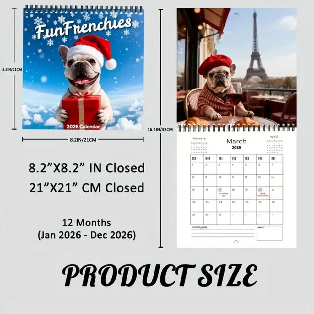 Calendar 2026 With Holidays Weekly Daily French Bulldog 2026 Calendar Planner For Home Office School Dorm Qme as shown