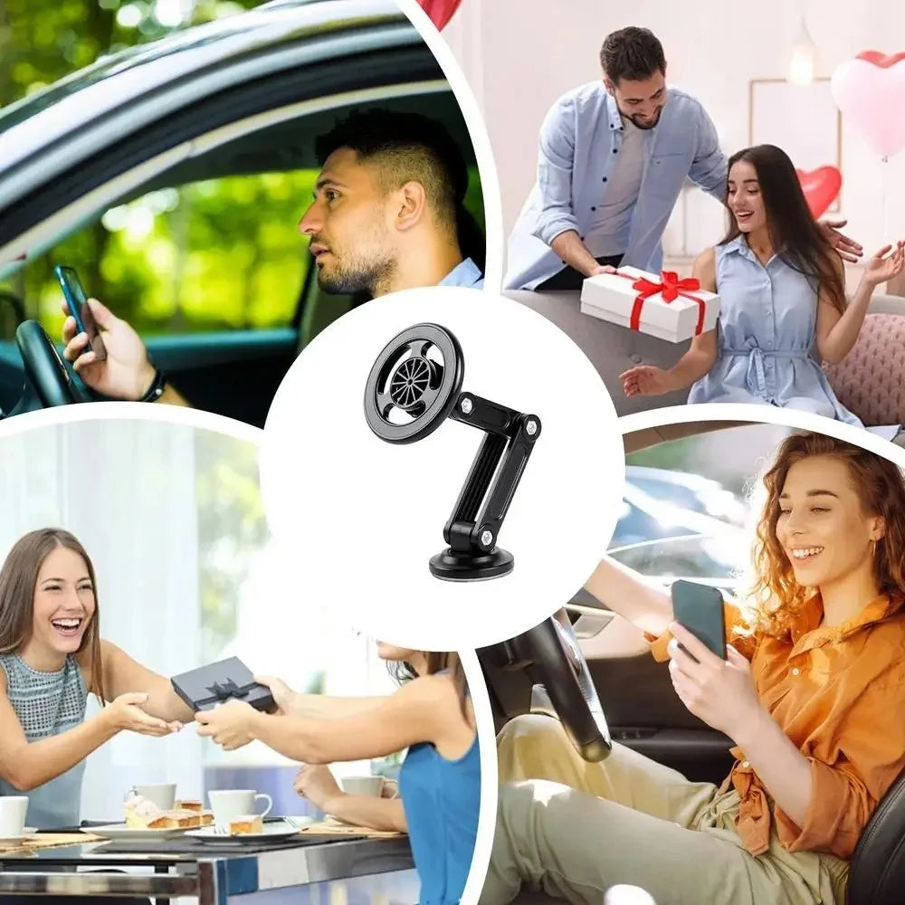 Magnetic Phone Car Mount Folding Cell Phone Holder Multifunctional Phone Mount Rotatable Mobile Phone Stand For iPhone Samsung Qme