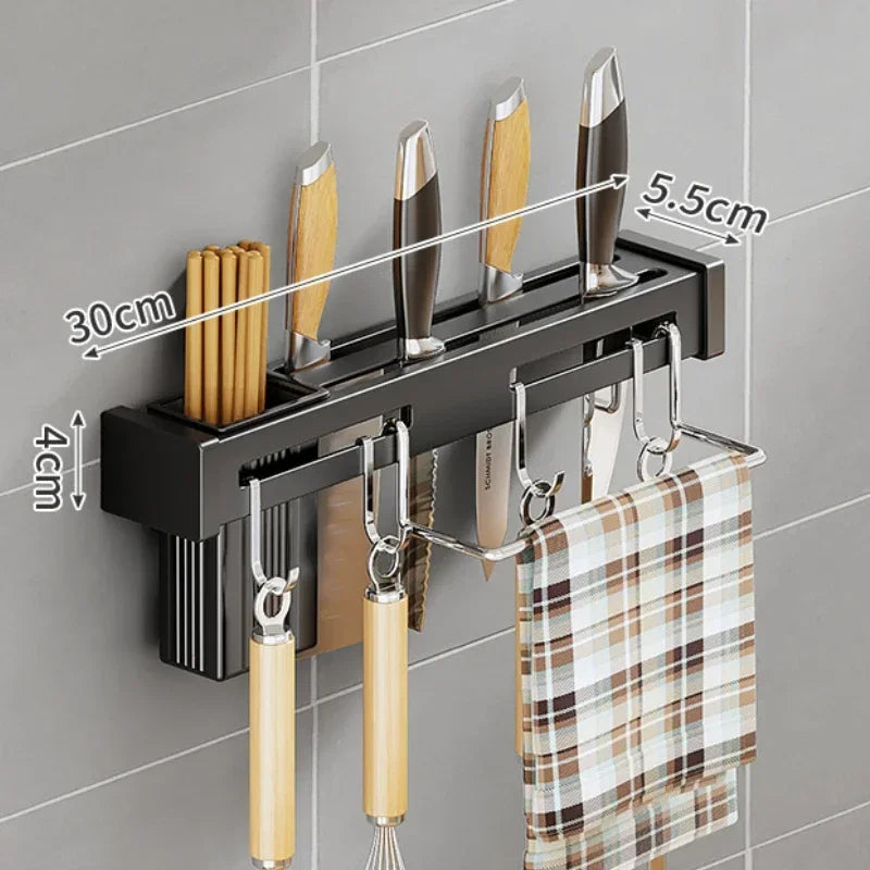Storage Rack Knife Hook Kitchen Cabinet Stainless Steel Frame Wall Qme