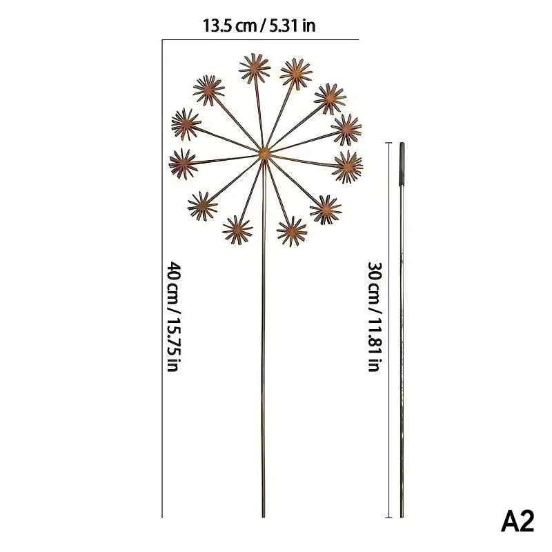 1Pc Vintage Metal 3D Dandelion Garden Sculptures Dandelion Garden Stake Decoration Metal Outdoor Sculpture Outdoor Decor. Qme A2