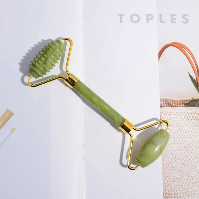 Jade Massagers Face Body Gua Sha Scraper Beauty Facial Roller Natural Qme