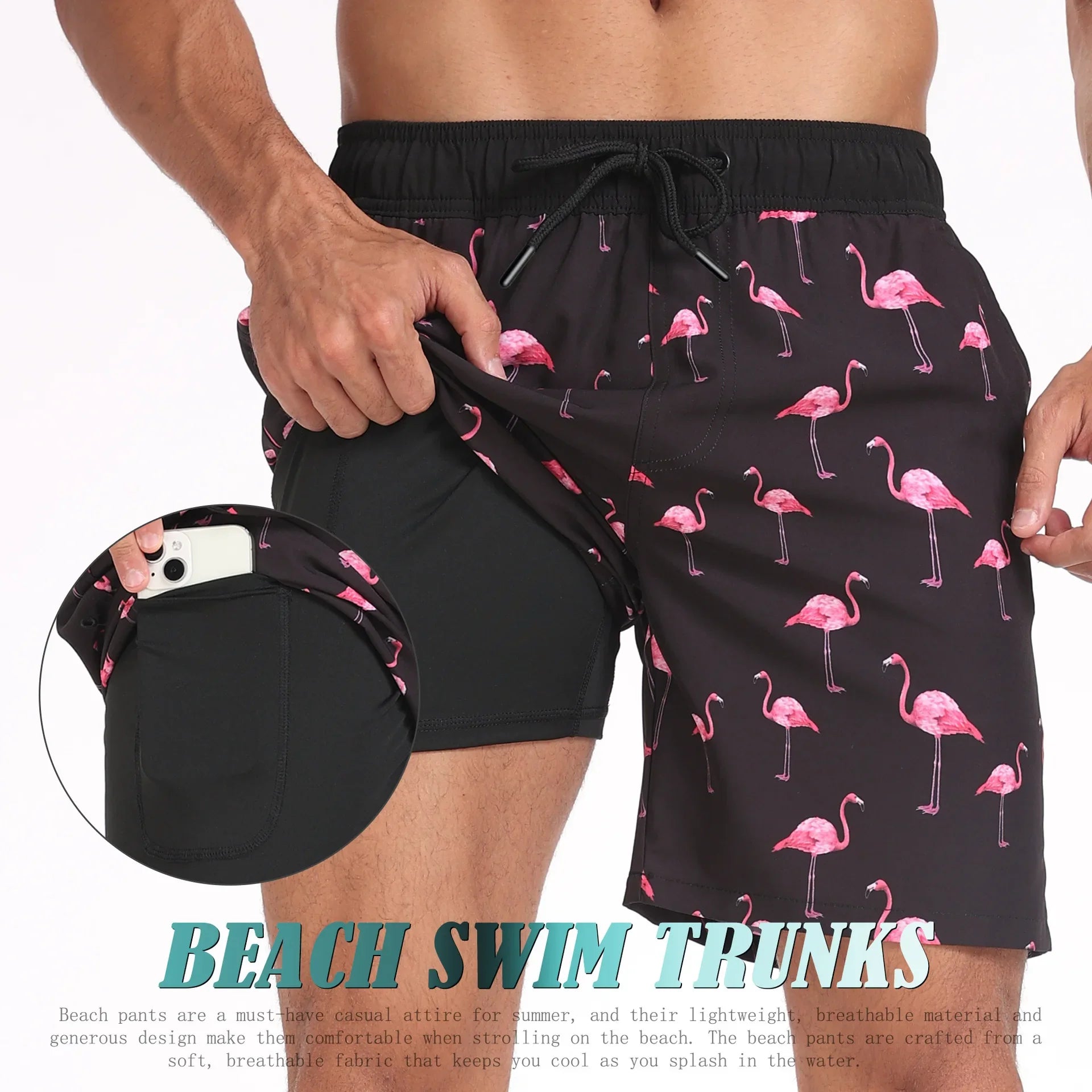 Men's Casual Large Size Beach Pants Corner Milk Silk Inner Street Clothing Breathable Soft Casual Daily Streetwear Short Men Qme 13 S