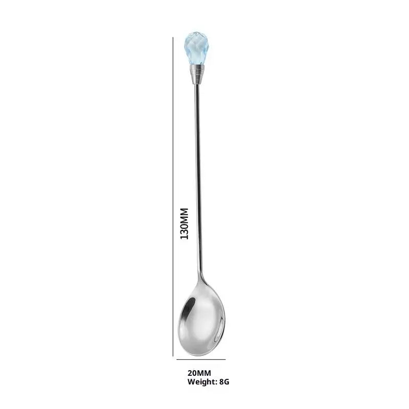 Dessert Ice Cream Coffee Cocktail Crystal Spoon Long Handle Teaspoon Qme A3