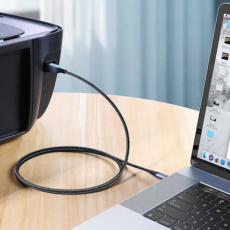 USB-C USB B 2 0 Printer Cable High-speed Braided Reliable Data Qme