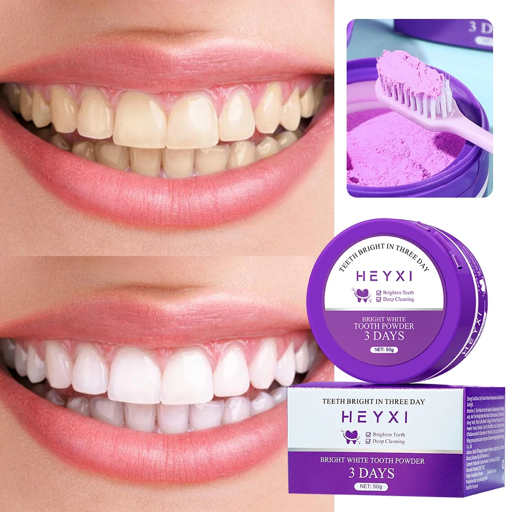 Purple Tooth Powder Deep Cleansing Fresh Breath Gentle Formula Qme