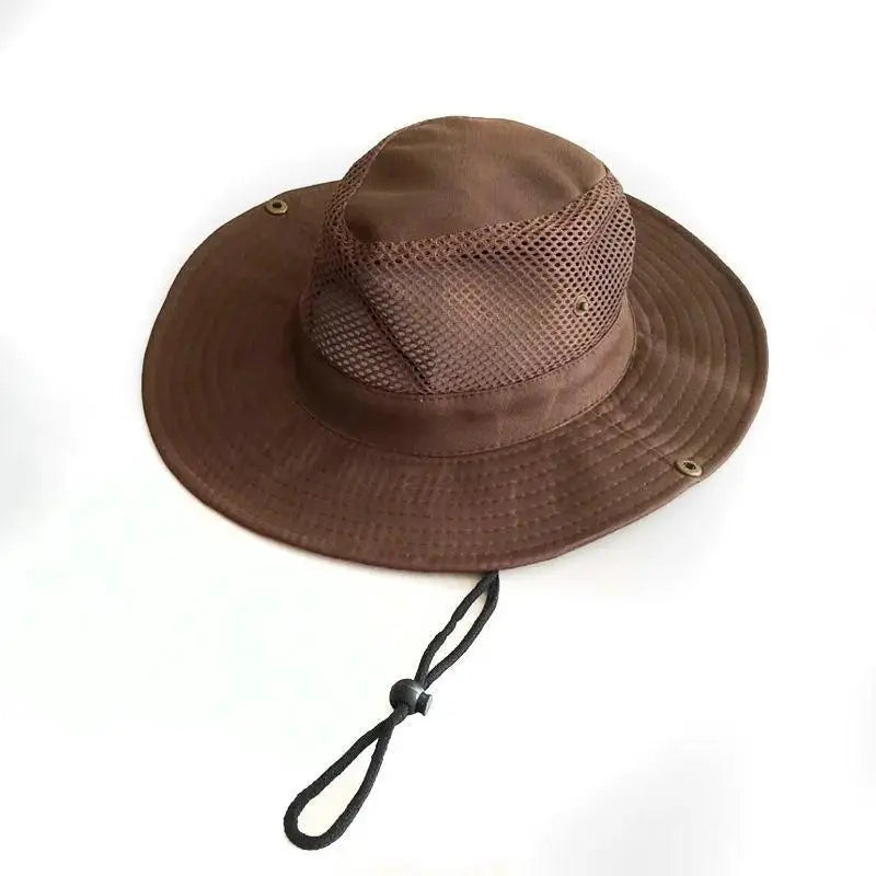 Men's Wide Brim Knight Sun Hat Monochrome Matte Outdoor Fisherman Cap Qme