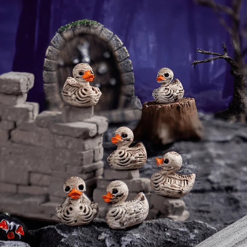 10pcs Gothic style Cute Skeleton Duck - Resin Statues, Suitable for Halloween, Office, Pie - Desktop Decoration Qme