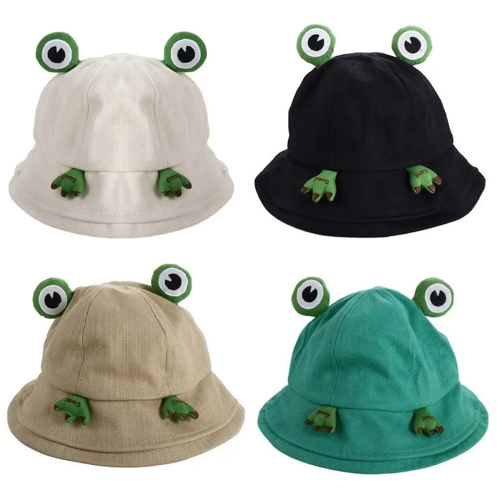 Cute Big Brim Frog Fisherman Hat Sun Protection Breathable Women Qme