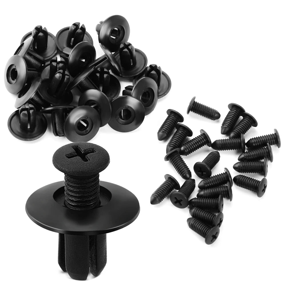 8mm Hole Door Rivet Plastic Clip 100/50/5pcs Fasteners Black Cars Lined Cover Barbs Rivet Auto Fasteners Retainer Push Pin Clips Qme