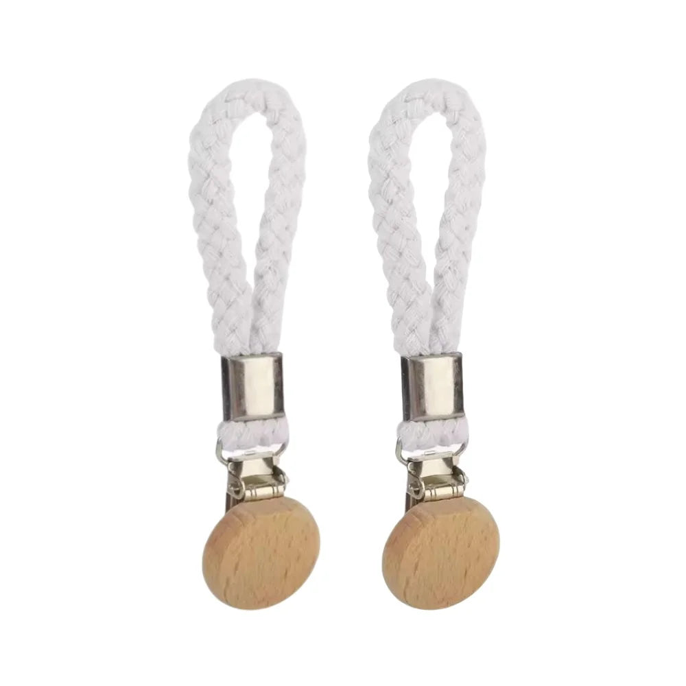 1-8PCS Towel Hanging Clips woven Cotton rope Bathroom wood round head Metal Hanging Clips For Home Towel Clothes Storage Hook Qme 2pcs White