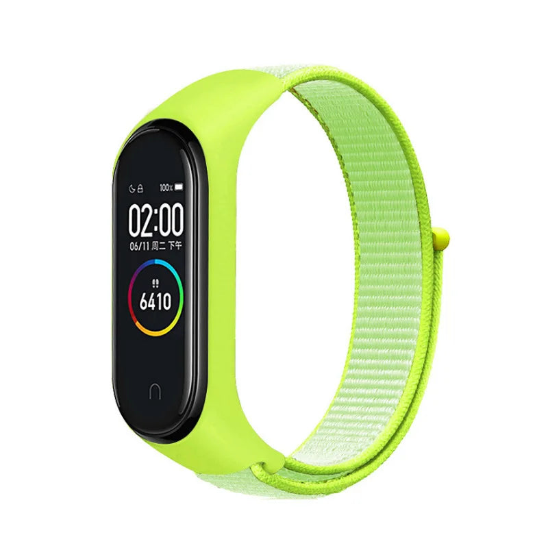 A Durable Nylon Loop Watch Strap with Freely Adjustable Velcro for Xiaomi Mi Band Fashionable Replacement Wrist Band Accessory Qme light yellow Mi8 9 10