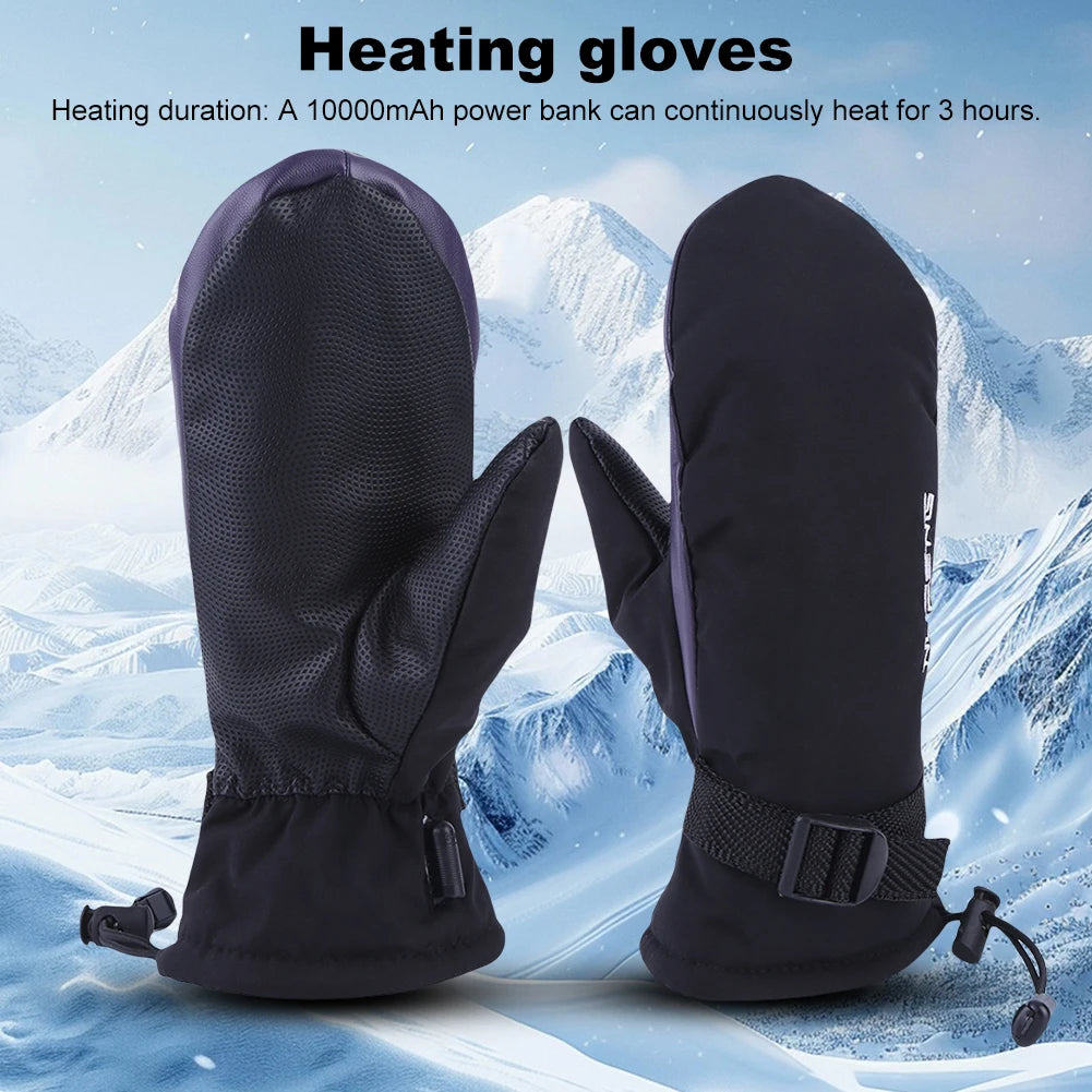 Hand Warmer Gloves USB Charging Electric Heated Gloves Waterproof 3 Gear Temperature Winter Gloves for Climbing Hiking Cycling ﻿ Qme