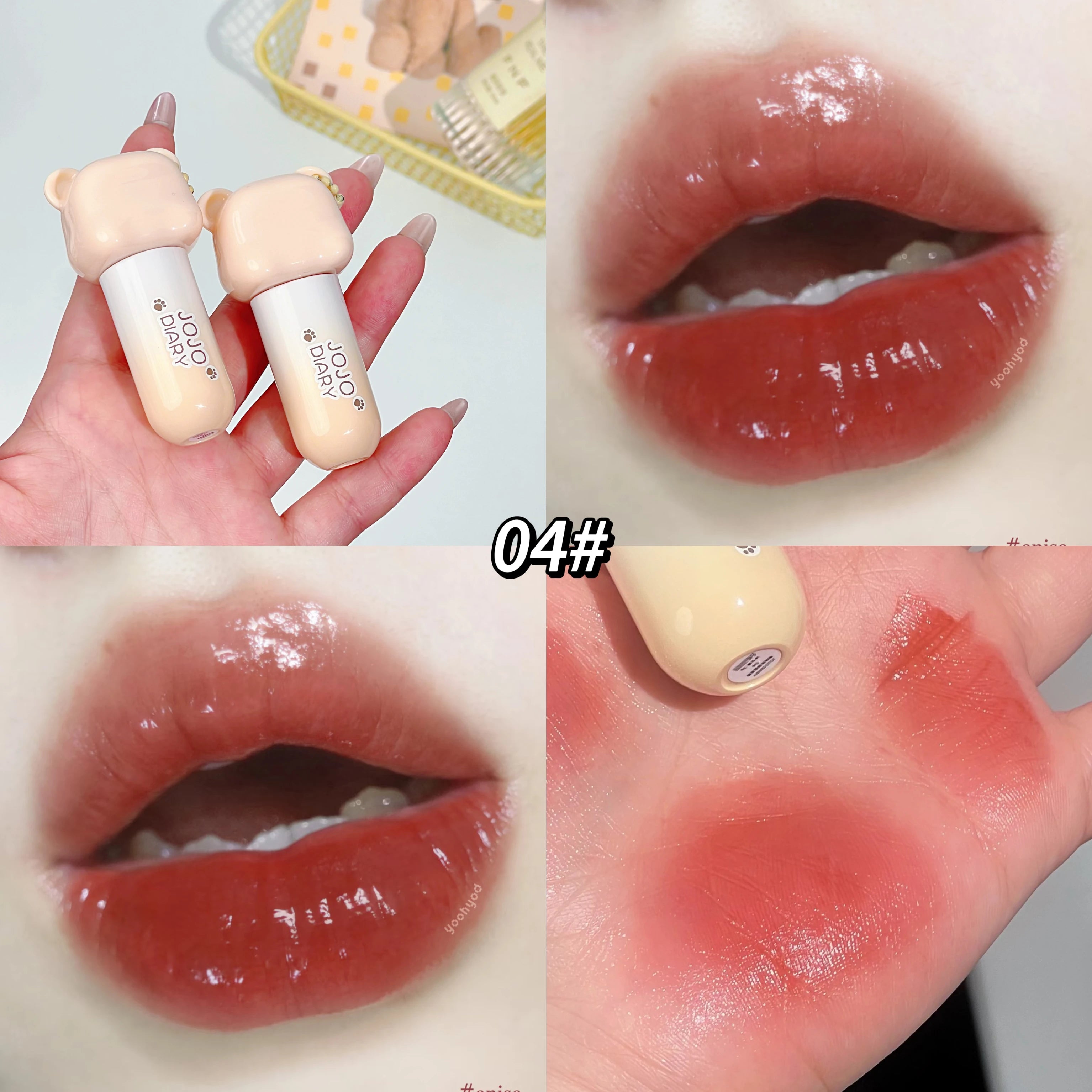 JOJO DAIRY Cute Bear Light-sheer Lip Glaze 6-color Pendant Watery Qme JJ328-04