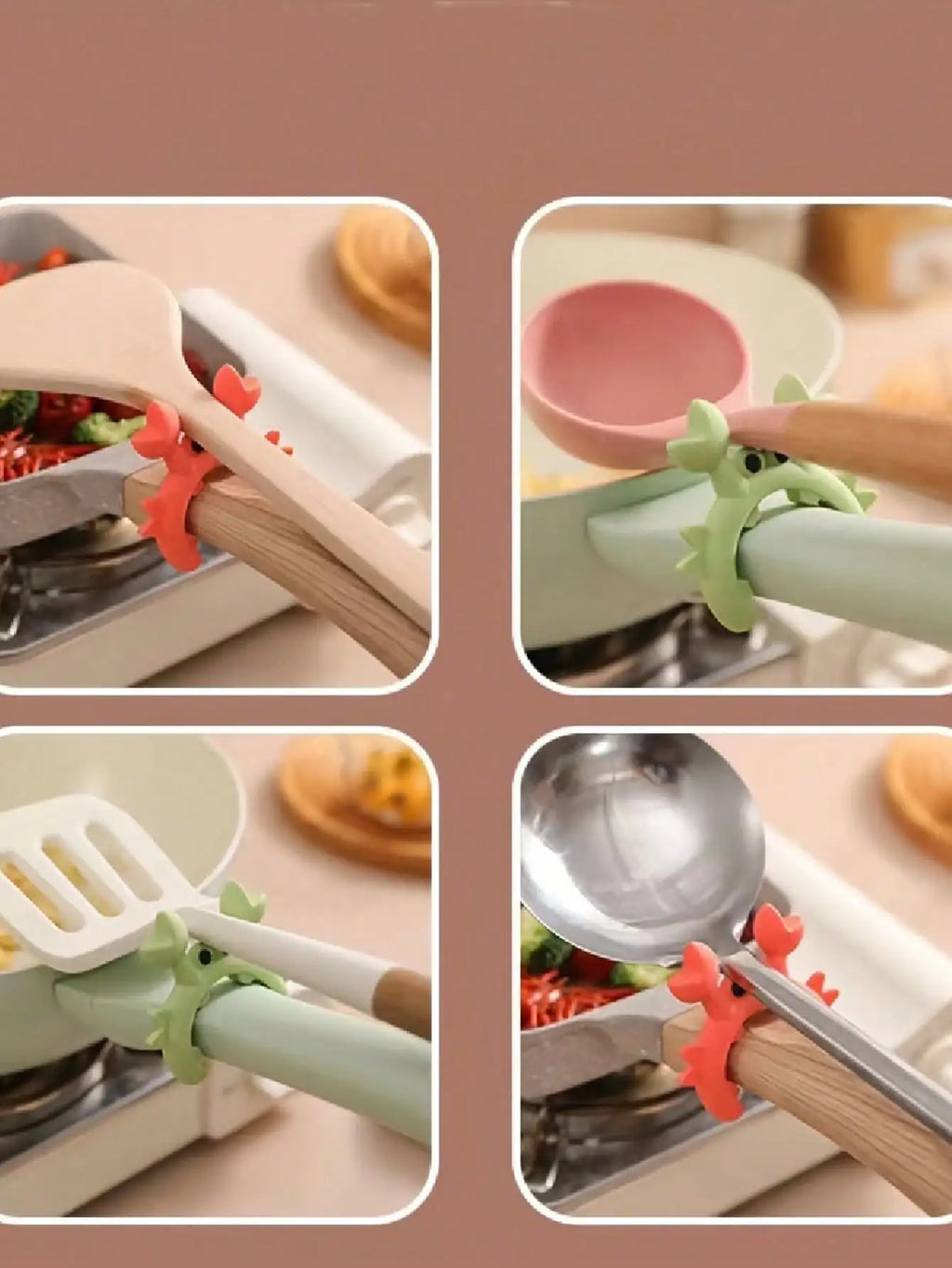 1 2 3 Crab Shaped Silicone Spatula Holder Kitchen Utensil Placement Qme