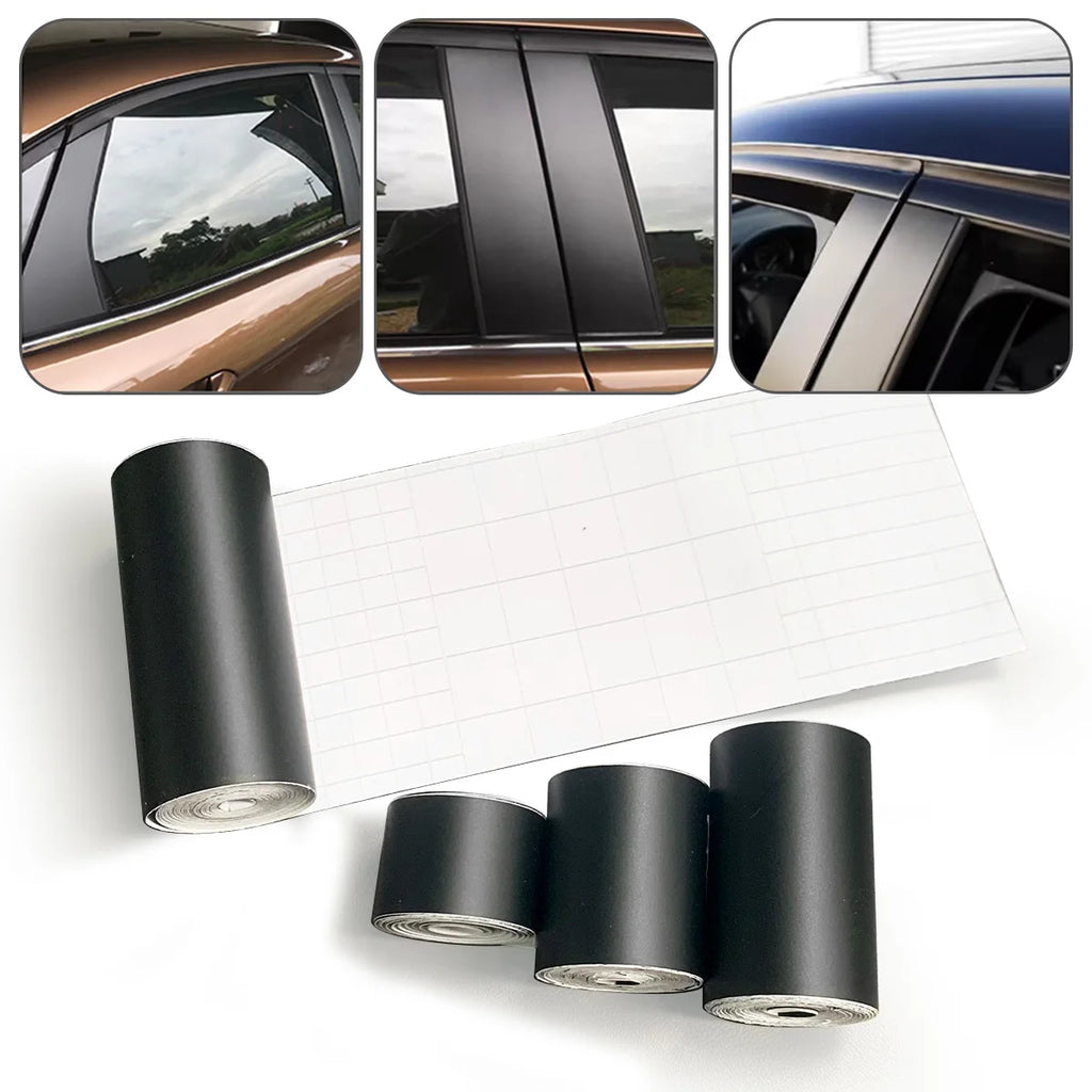 3/5/7/10 cm Matte Black Vinyl Stripe Adhesive Film Car Stickers For Car Interior Door Pillar Hood Roof Qme