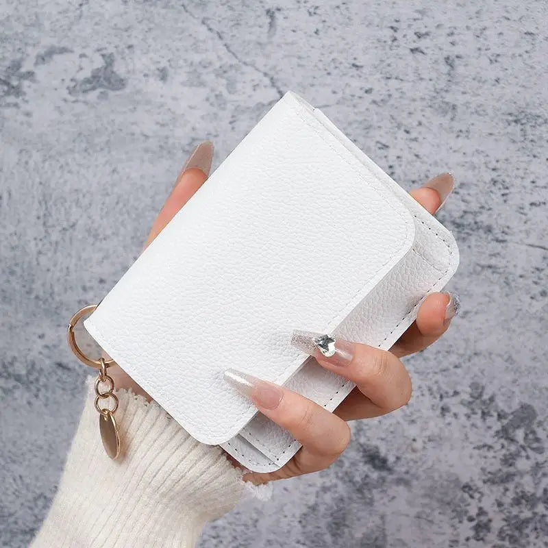 Korean Version Women's Coin Purse Short Fashion Multifunctional Qme White
