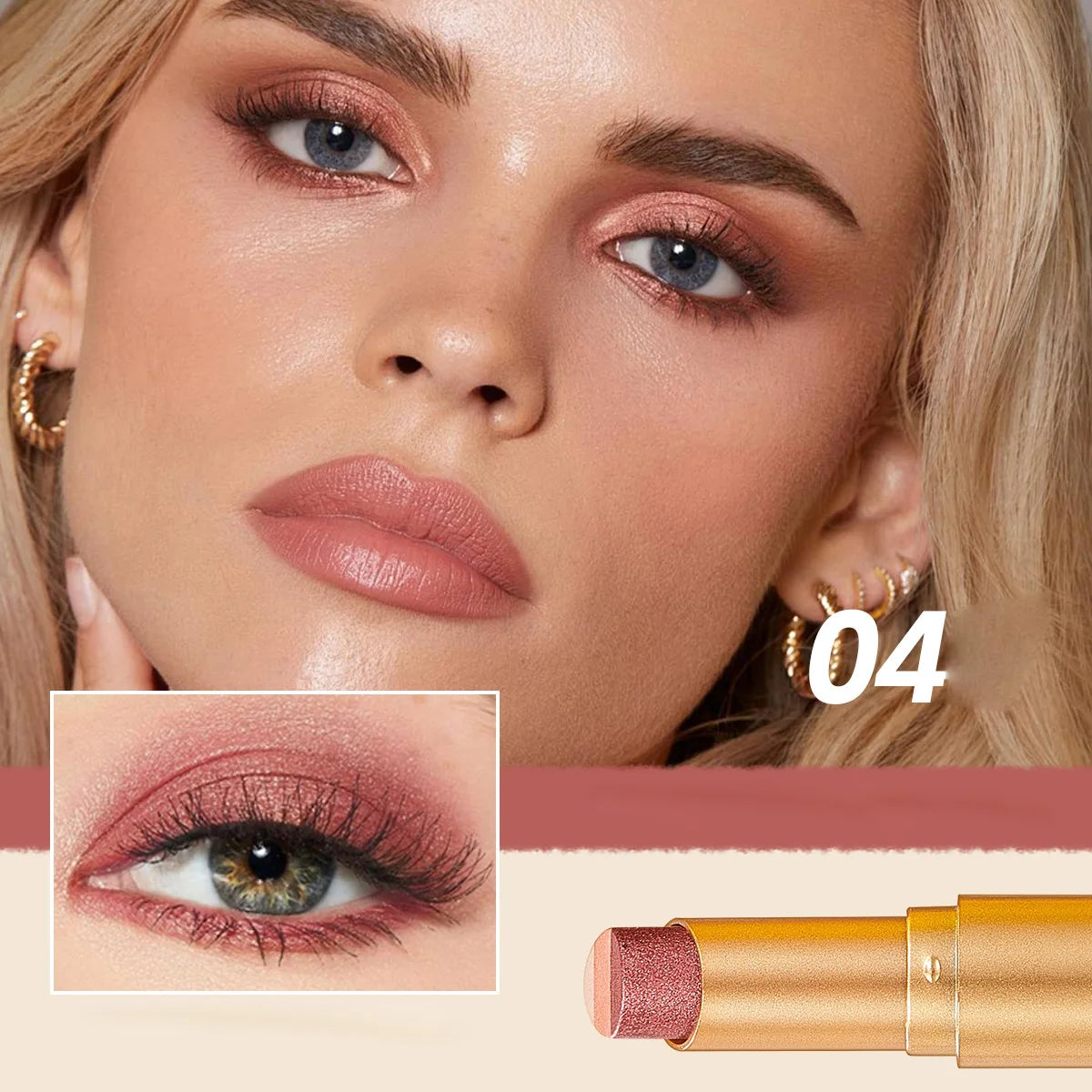 Three Eye Shadow Stick Waterproof Sweat Resistant Easy Apply Suitable Qme 04