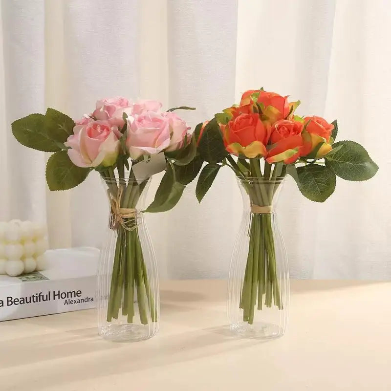 Nordic Transparent Plastic Vase Flower Arrangement Container Creative Hydroponic Plant Flower Vases Home Living Room Desk Decor Qme