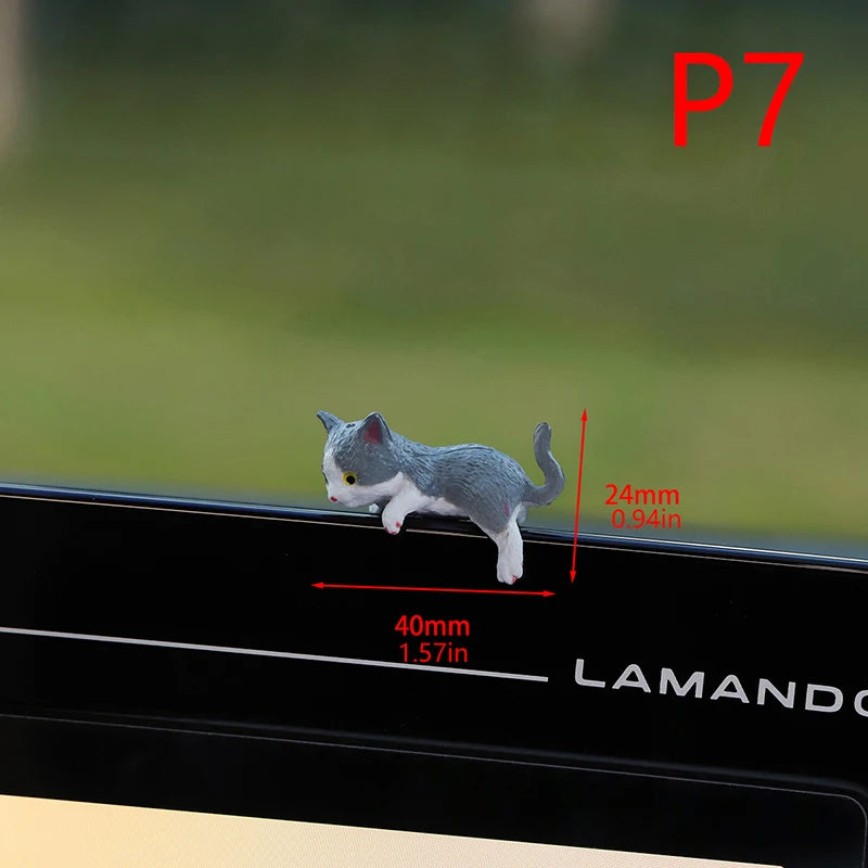 Cute Mini Cartoon Car Cat Ornaments Screen Edge Decoration Micro Qme 7