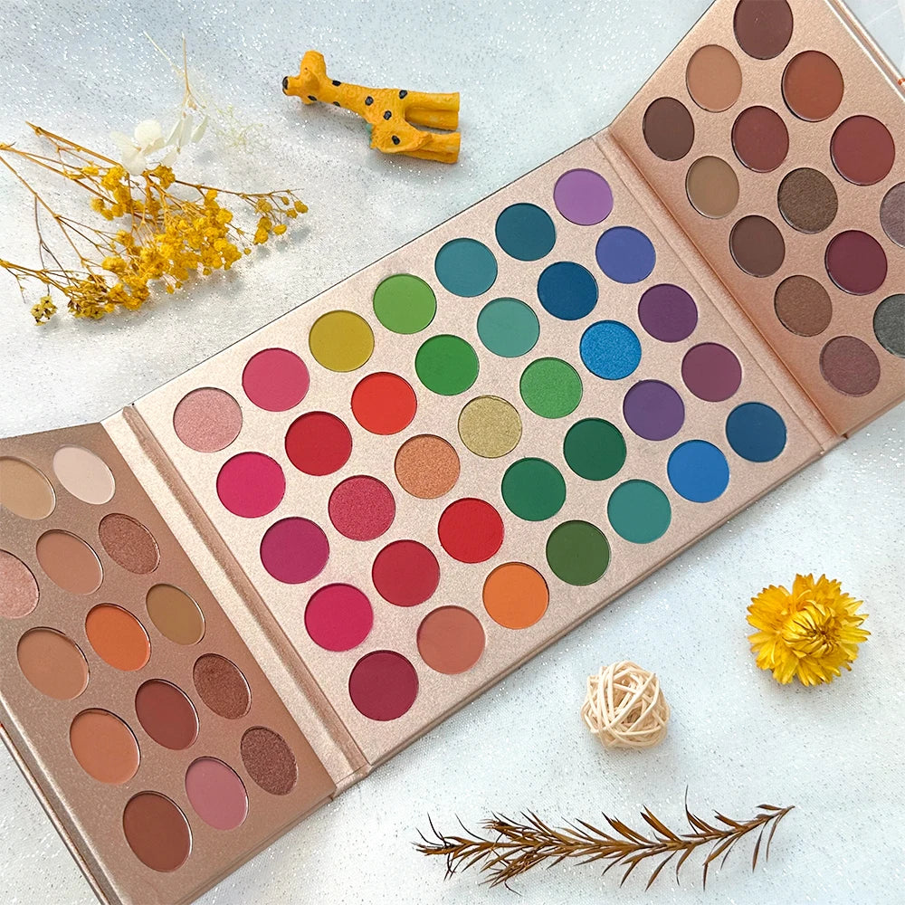 65 Colors Eyeshadow Palette Rose Gold Shades Highly Pigmented Matte Qme