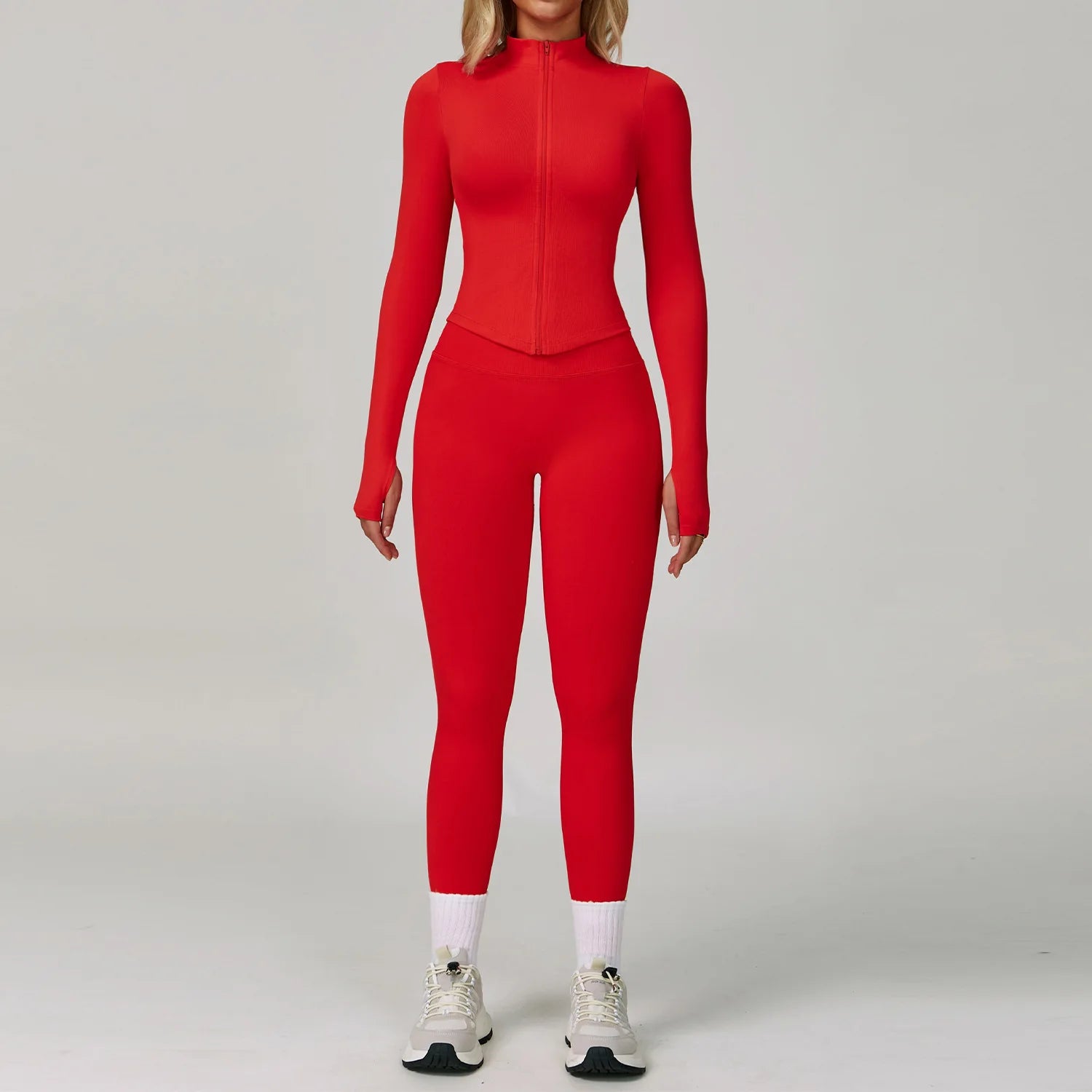 A 2/3PCS Yoga Suit Sports Set Gym Set Women Tracksuit Workout Clothes Long Sleeve Sports Bra Athletic Wear Yoga Clothing Qme 2pcs red S